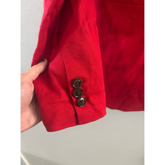Banana Republic Womens Long and Lean Linen Blazer Size 6 Red Office Business - Picture 4 of 6